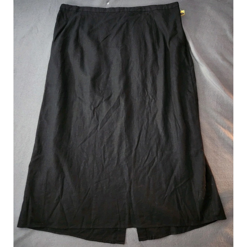 Old Navy Linen Rayon Black Stretch Waist Straight Maxi Skirt 3X Coastal Beachy
